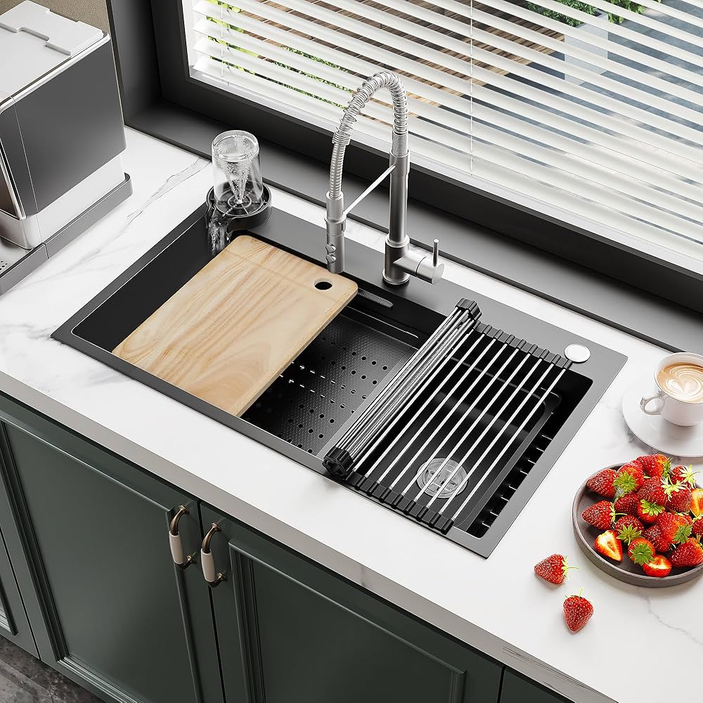 Amazon.com: YITAHOME 32in Black Kitchen Sink Drop In Sink